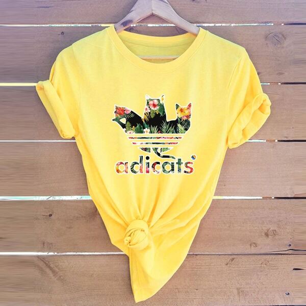 

Letter And Floral Print Tee, Yellow