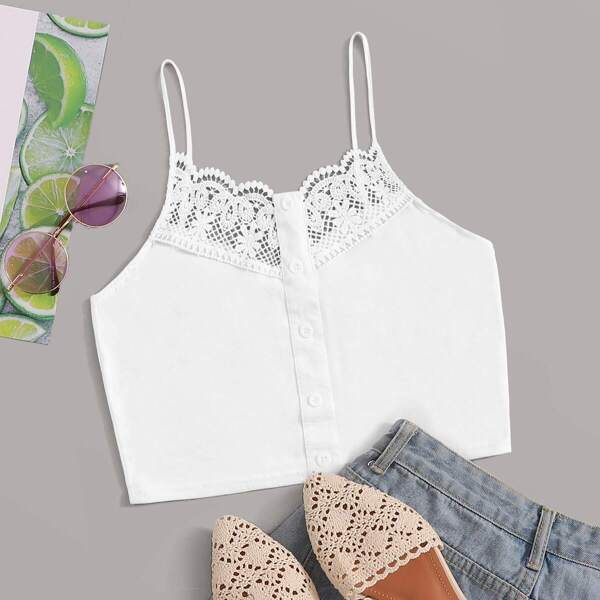 

Contrast Lace Solid Cami Top