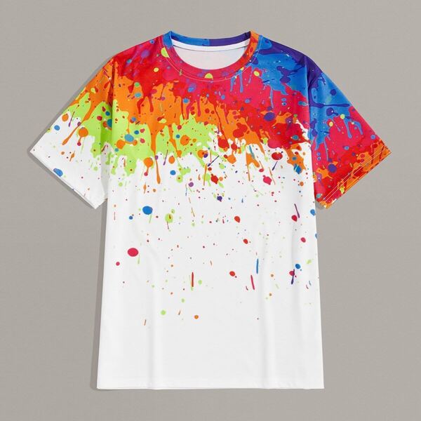 

Men Splatter Paint Print Tee