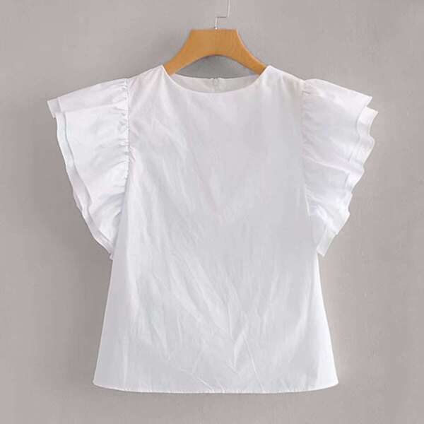 

Ruffle Sleeve Solid Top