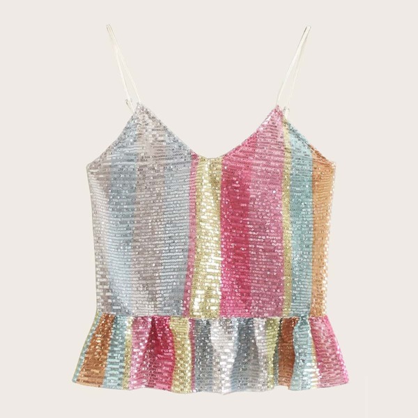 

Sequin Ruffle Hem Cami Top