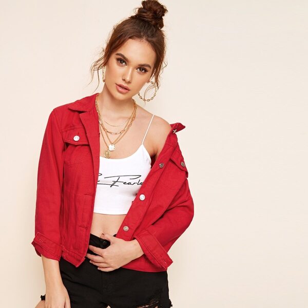 

Bleach Wash Pocket Front Denim Jacket