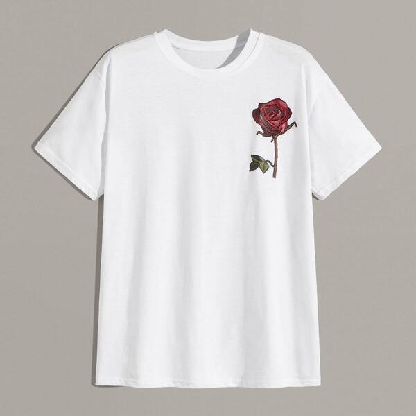 

Men Rose Print Tee, White