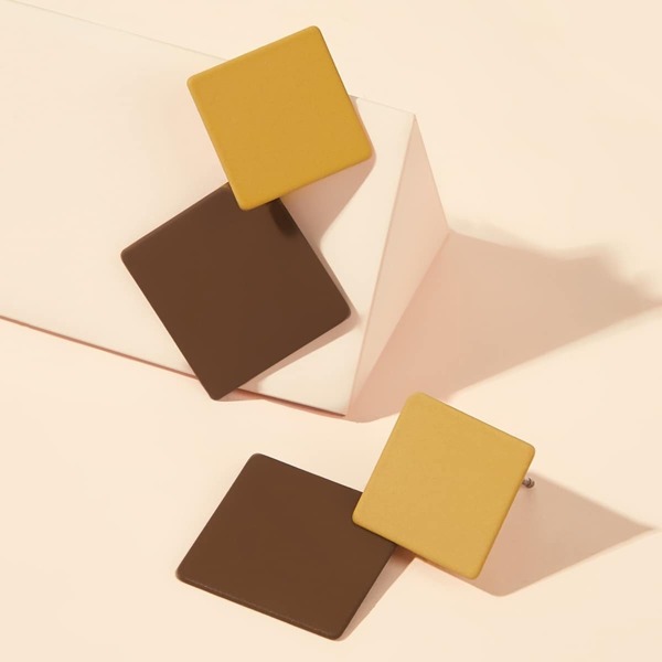 Double Square Earrings 1pair
