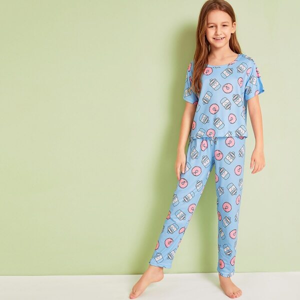 

Girls Allover Cartoon Pajama Set