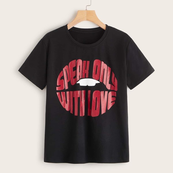 

Lip And Letter Print Tee