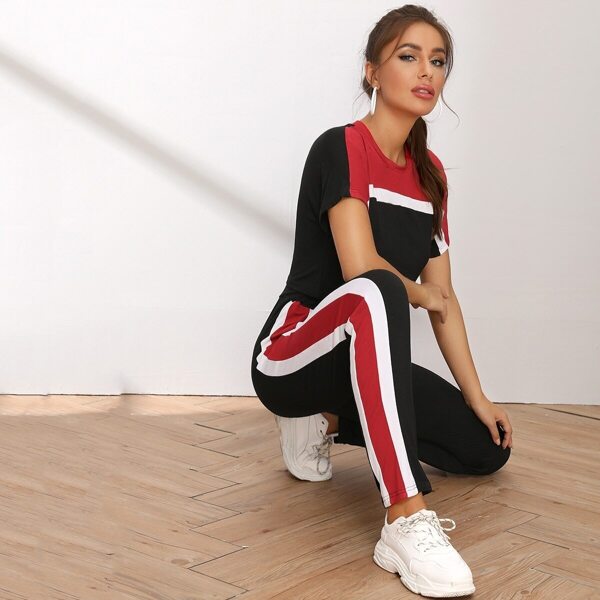 

Cut And Sew Crop Tee & Sweatpants Set