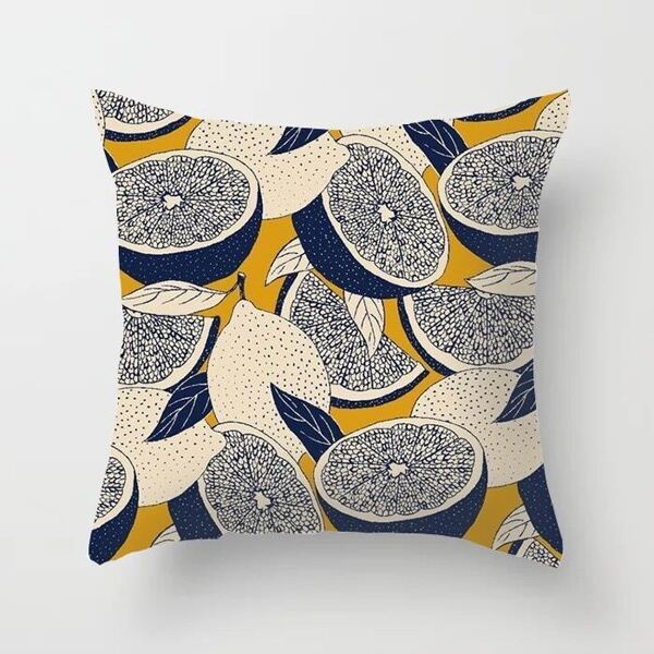 

Lemon Print Cushion Cover, Multicolor