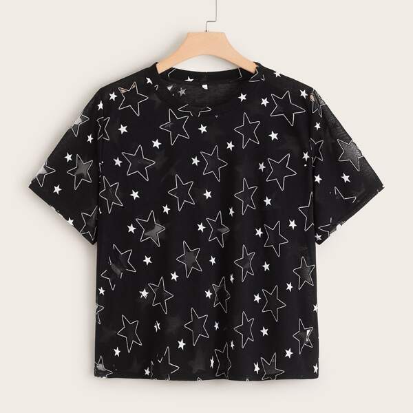 

Plus Star Print Tee, Black