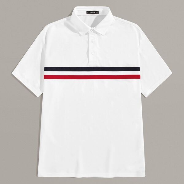 

Men Striped Tape Half Placket Top