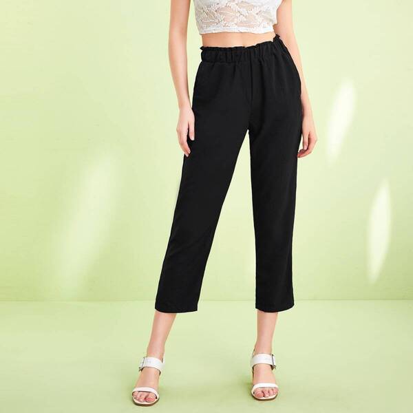 

Paperbag Waist Slant Pocket Crop Pants