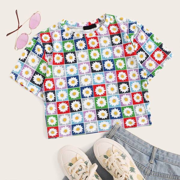 

Sunflower Patchwork Crop Tee