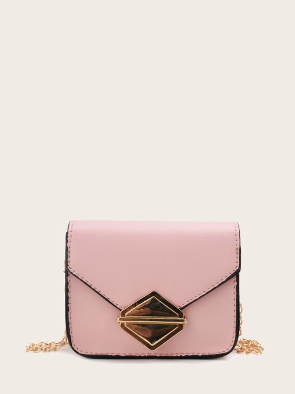 

Girls Metal Detail Chain Crossbody Bag, Pink