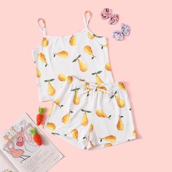 

Girls Fruit Print Cami Top & Knot Shorts PJ Set