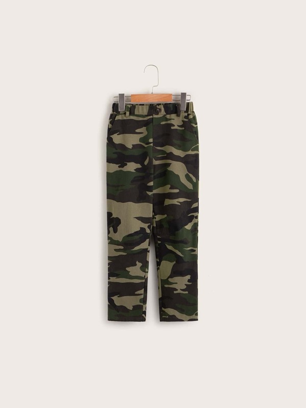

Boys Elastic Waist Camo Print Pants, Multicolor