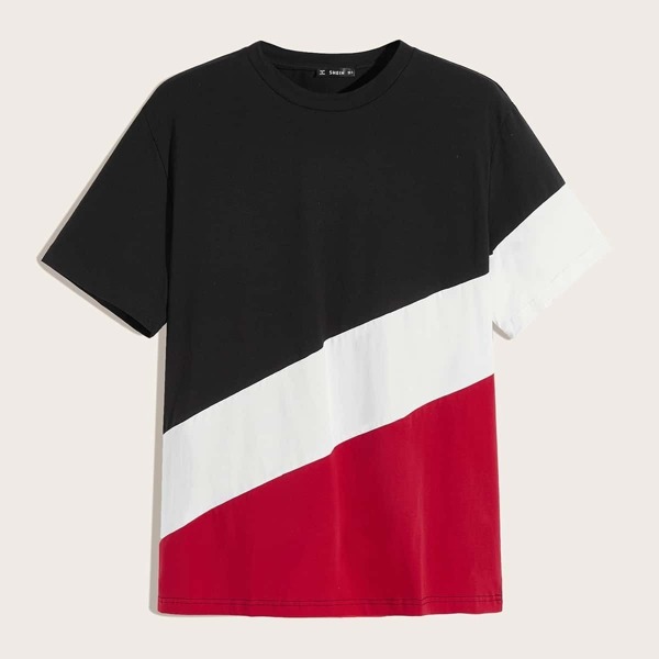 

Men Drop Shoulder Cut-and-sew Tee