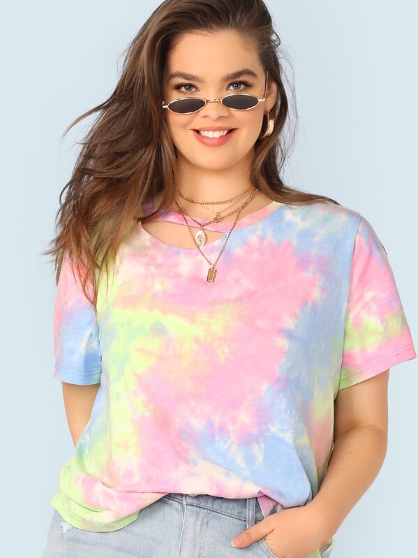 

Plus Tie Dye Peekaboo Top, Multicolor, Faith Bowman