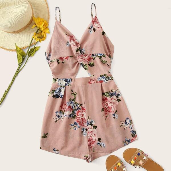 

Plus Tie Back Twist Peekaboo Front Slip Romper