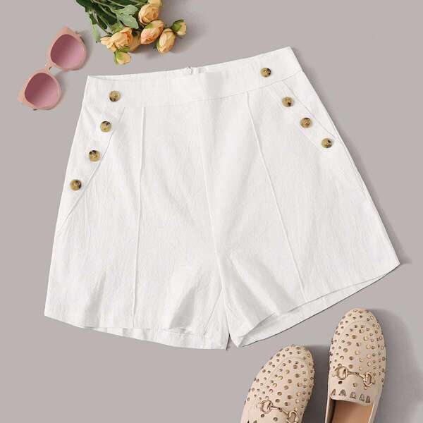 

Button Side Wide Leg Shorts