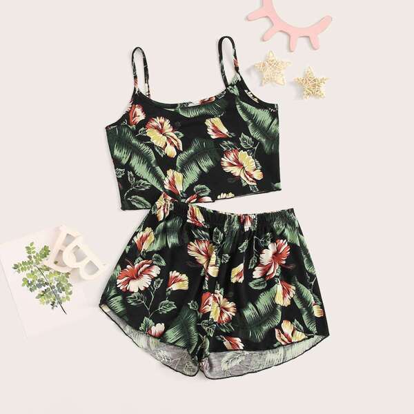 

Girls Tropical Print Cami PJ Set, Multicolor