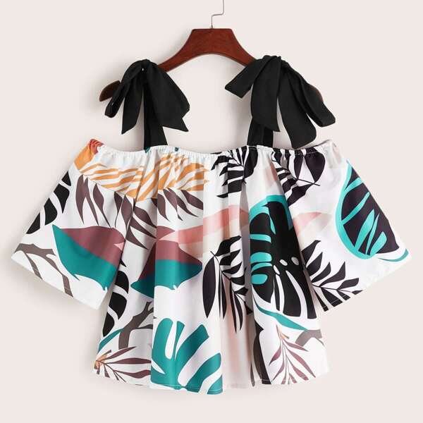 

Leaf Print Knot Detail Cami Top