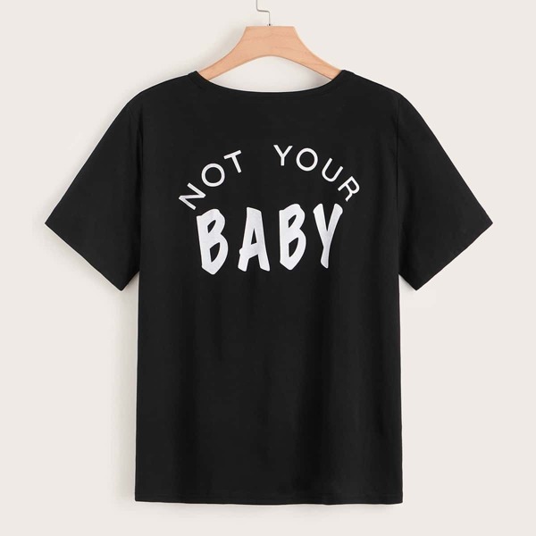 

Plus Letter Print Tee, Black