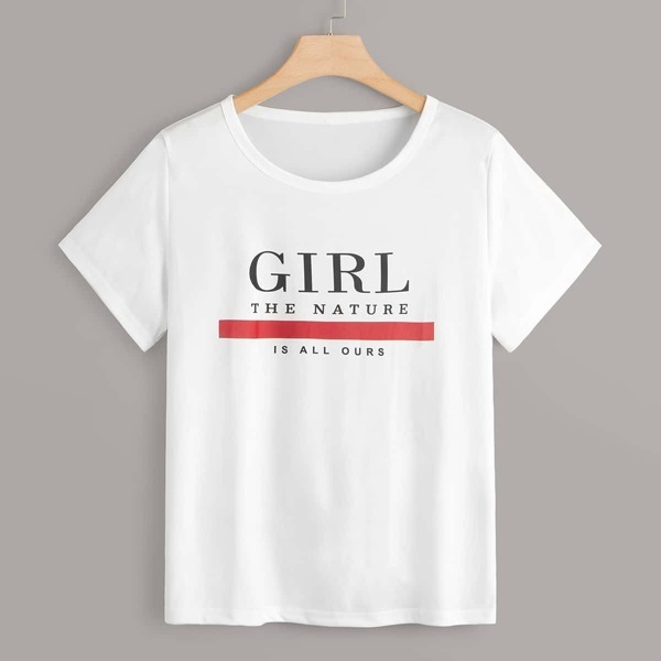 

Plus Slogan Print Tee, White