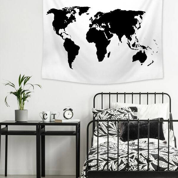World Map Print Tapestry
