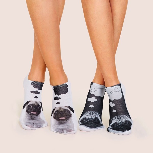 

Dog Pattern Ankle Socks 2pairs