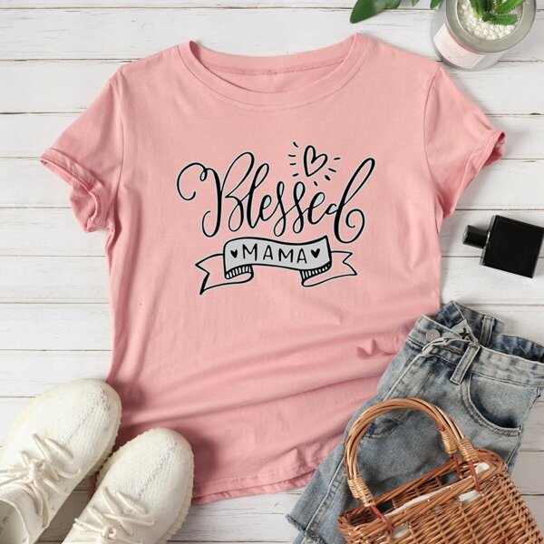 

Heart & Letter Graphic Tee, Pink