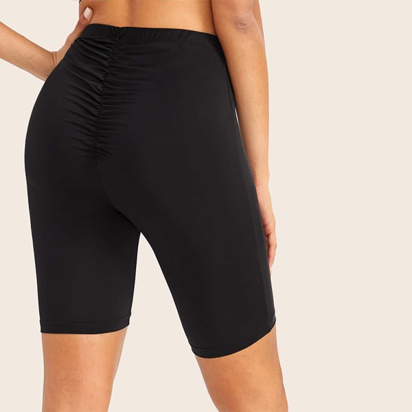 

Elastic Waist Ruched Back Biker Shorts