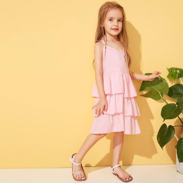 

Toddler Girls Asymmetrical Layer Ruffle Cami Dress