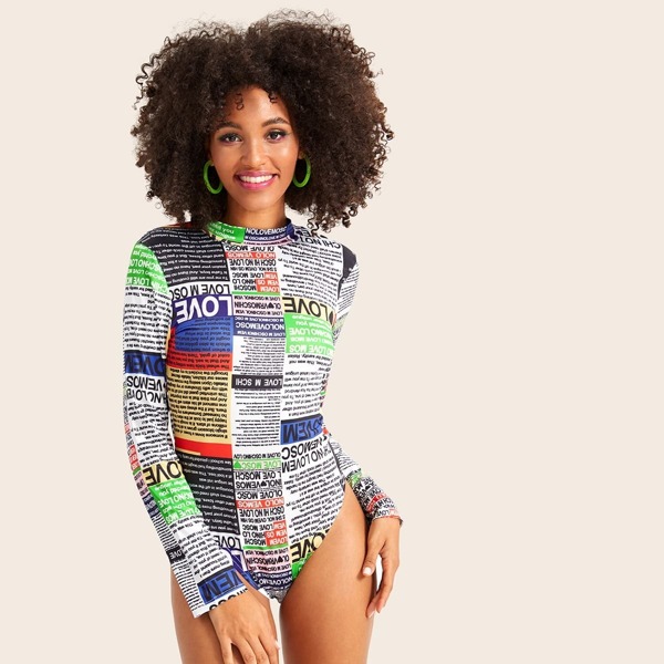 

Newspaper Print Bodysuit