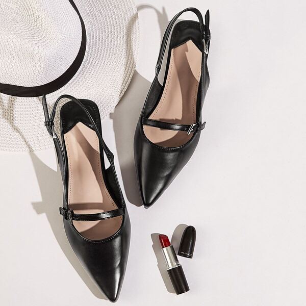 

Point Toe Buckle Strap Slingback Sandals