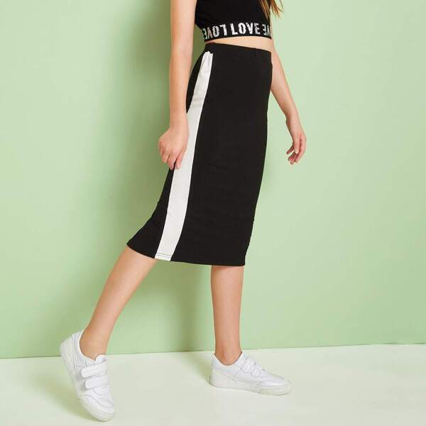 

Girls Split Hem Side Panel Pencil Skirt