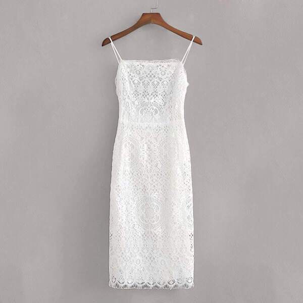 

Guipure Lace Knot Backless Slip Dress