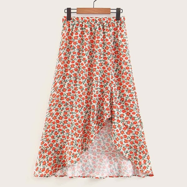 

Ditsy Floral Asymmetric Hem Skirt