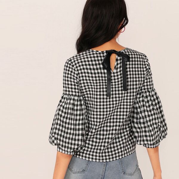 

Tie Back Gingham Top
