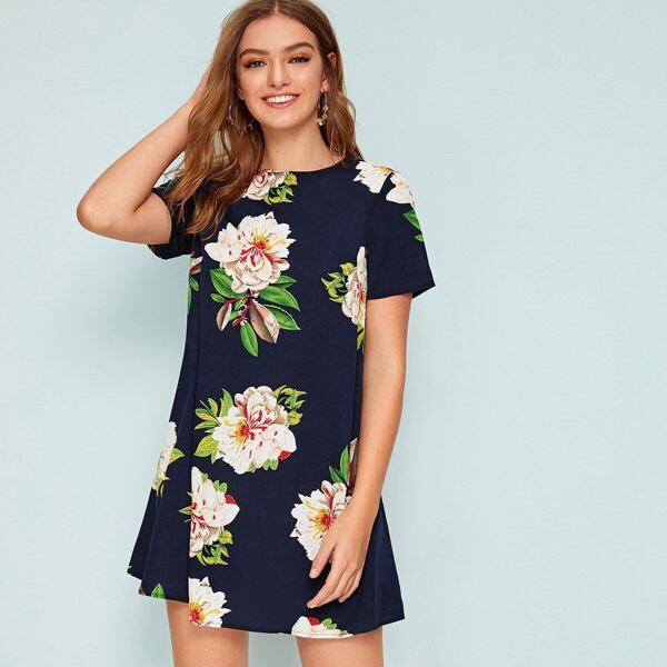 

Short Sleeve Floral Print Dress