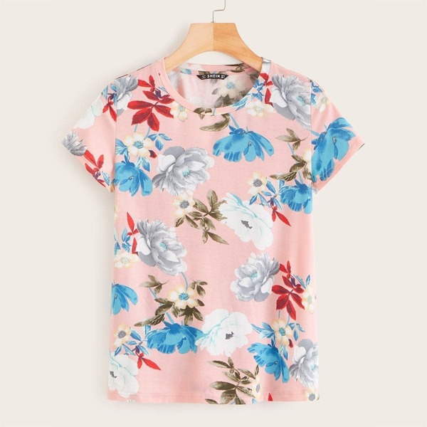 

Floral Print Form Fitting Tee