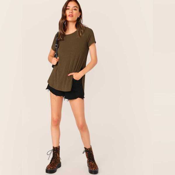 

Split Side Rib-knit Top