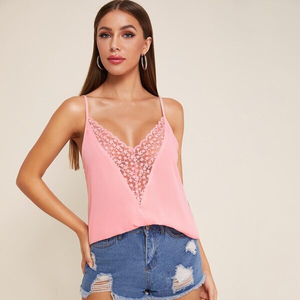 

Sheer Lace Insert Cami Top