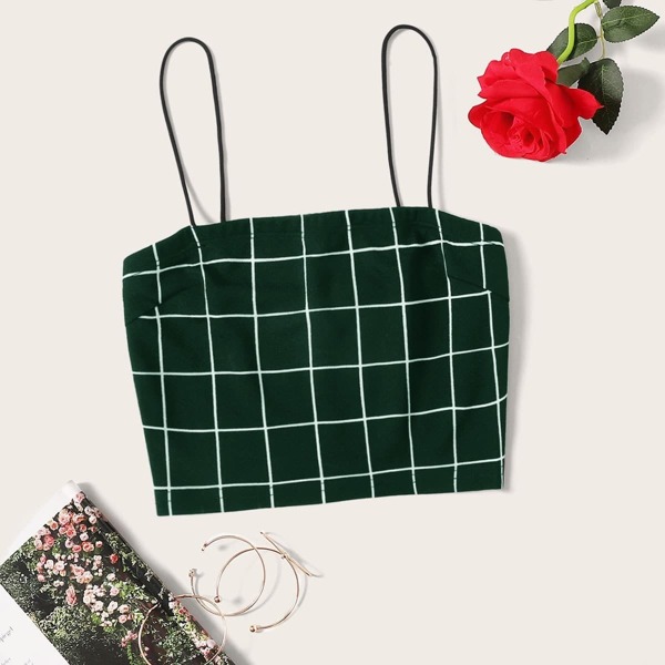 

Grid Print Crop Cami Top