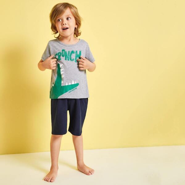 

Toddler Boys Cartoon & Letter Print Pajama Set, Multicolor