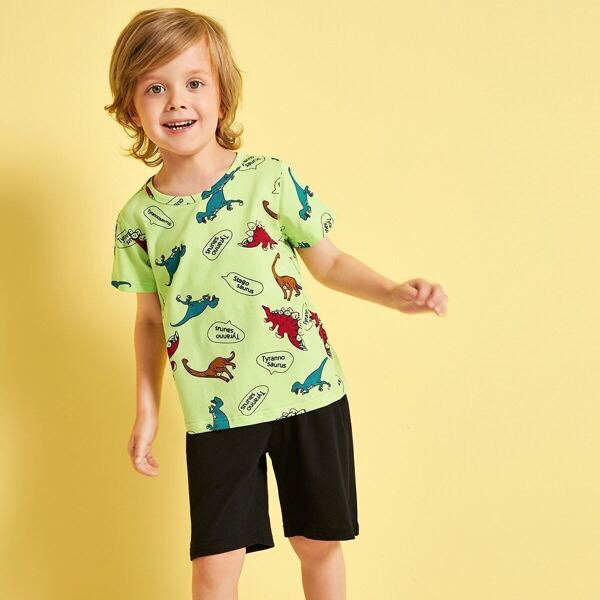 

Toddler Boys Dinosaur & Letter Print Pajama Set, Multicolor