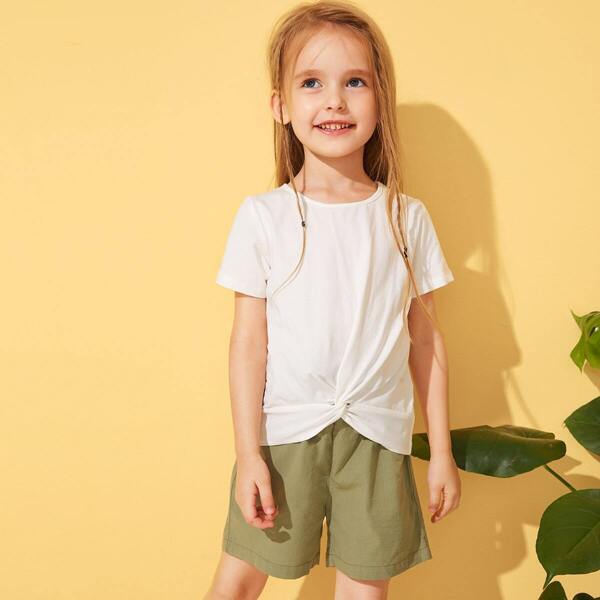 

Toddler Girls Twist Front Solid Tee