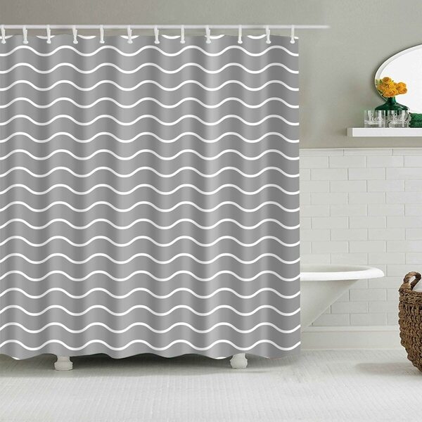 

Wavy Print Shower Curtain With 12hooks