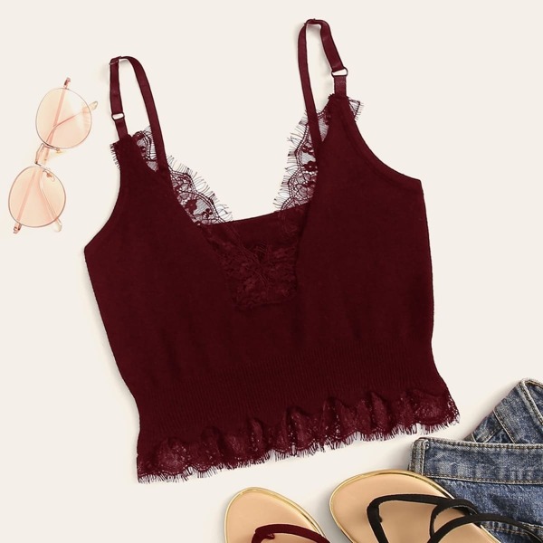

Lace Insert Crop Cami Top