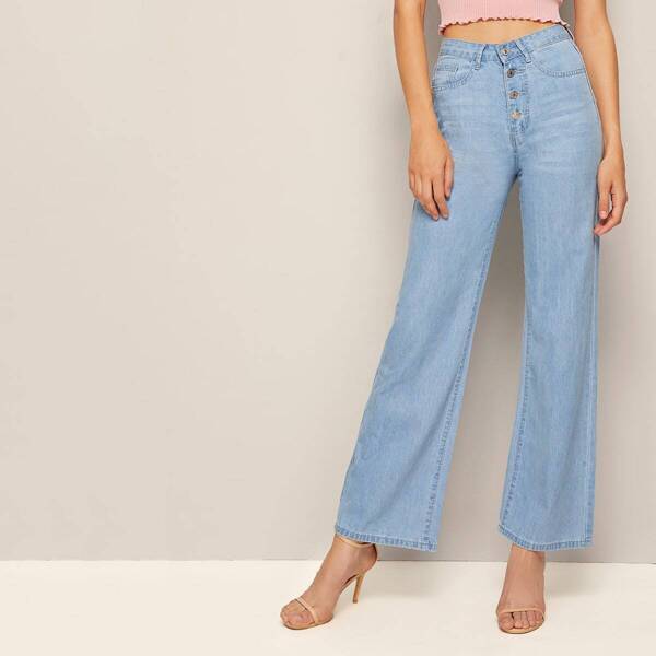

Button Through Straight Leg Jeans
