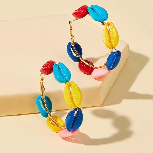 

Shell Design Hoop Drop Earrings 1pair